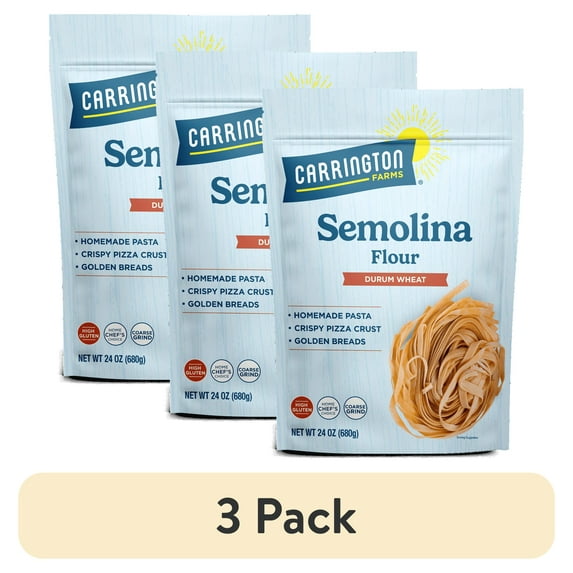 (3 pack) Carrington Farms Semolina Flour Durum Wheat, 24oz