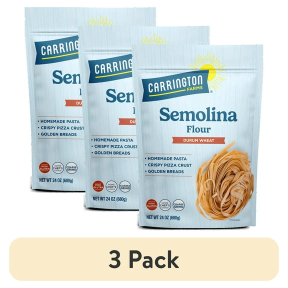 (3 pack) Carrington Farms Semolina Flour Durum Wheat, 24oz