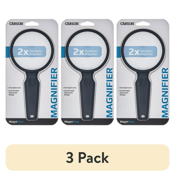 (3 pack) Carson MagniView 2x Handheld Magnifier with 4.5x Spot - 3.5" Acrylic Lens (DS-36)