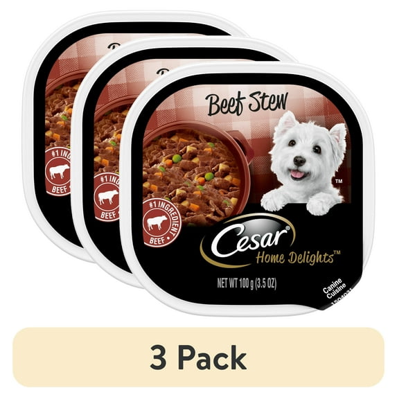 (3 pack) Casar Home Delights Beef Stew Wet Dog Food Adult, 3.5 Oz