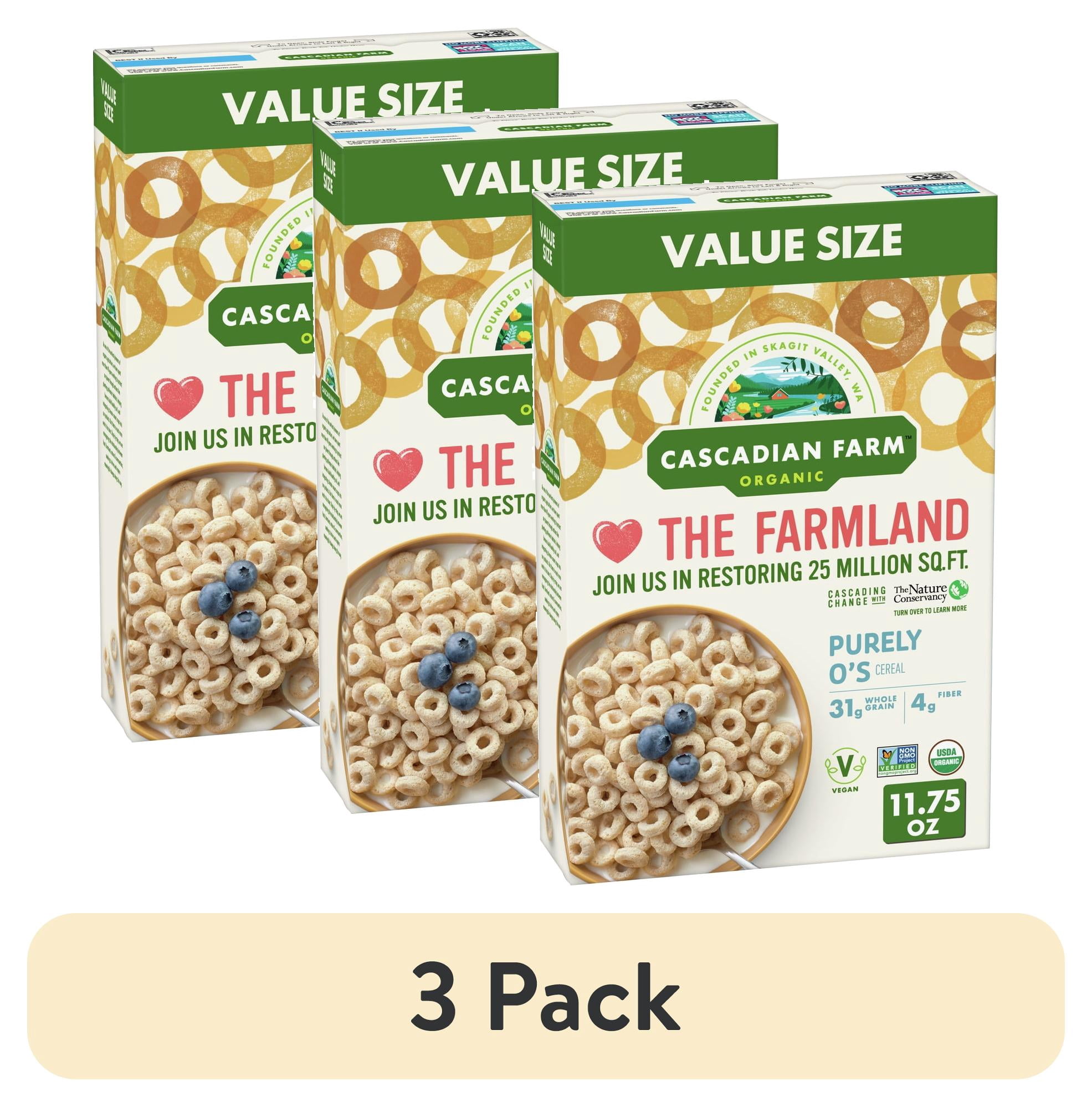 (3 pack) Cascadian Farm Organic Cereal, Purely O's, 11.75 oz.