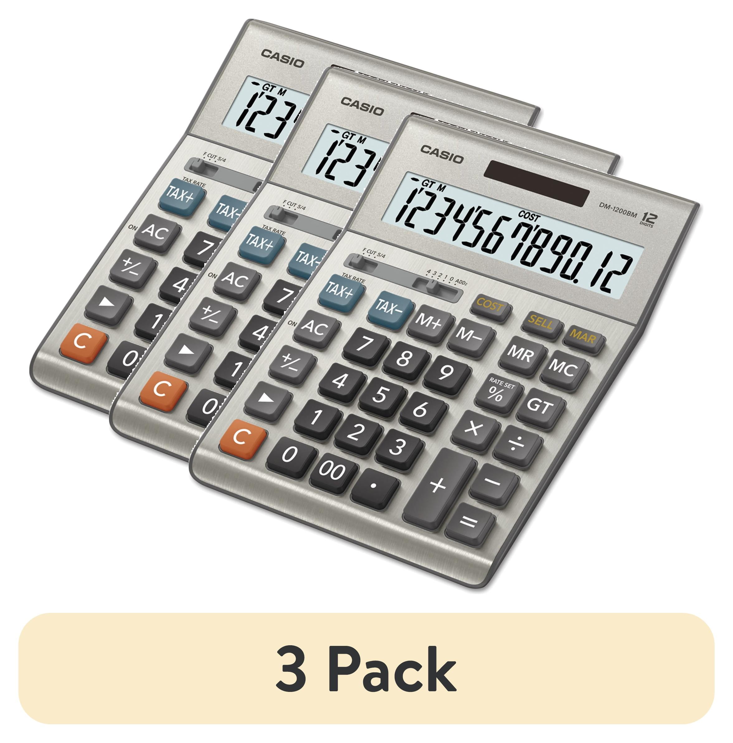 (3 pack) Casio DM-1200BM 12-Digit LCD Desktop Calculator - Multicolor