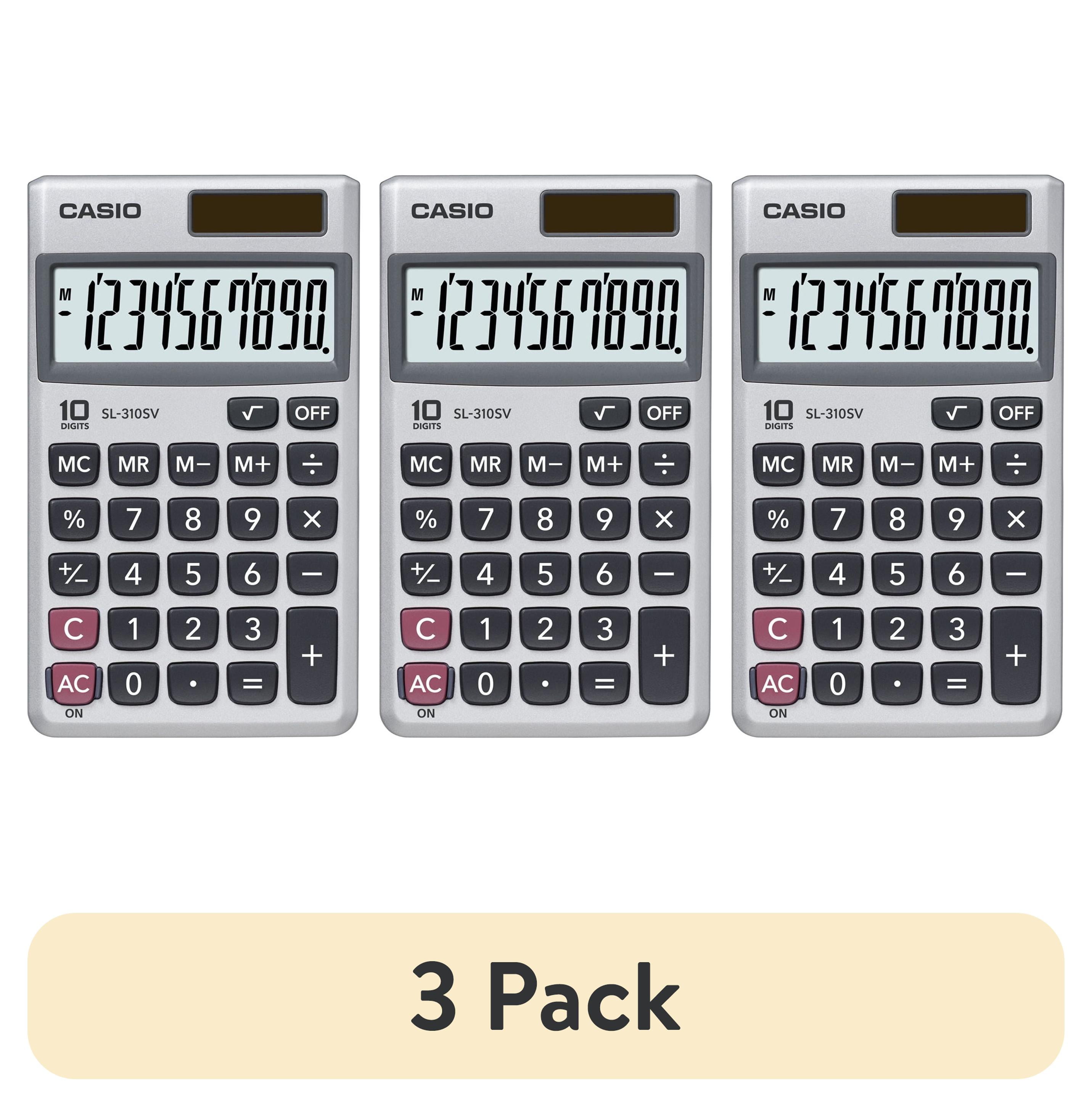 3 pack) Casio SL-310SV 10 Digit Display Basic Calculator with