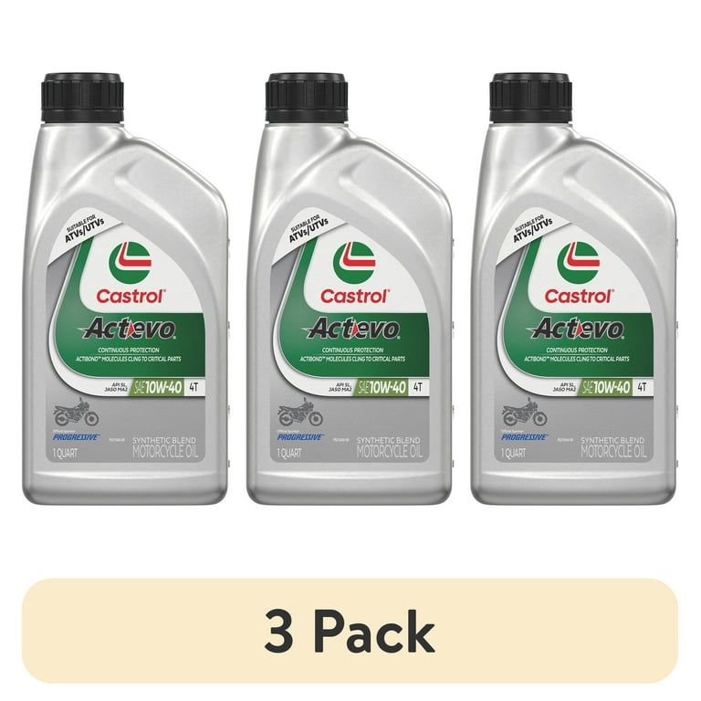 3 pack) Castrol Actevo 4T 10W-40 Part Synthetic Motorcycle Oil, 1
