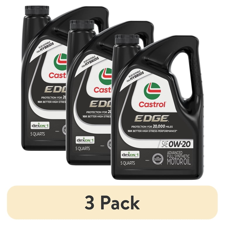 3 pack) Castrol EDGE 0W-20 Advanced Full Synthetic Motor Oil, 5