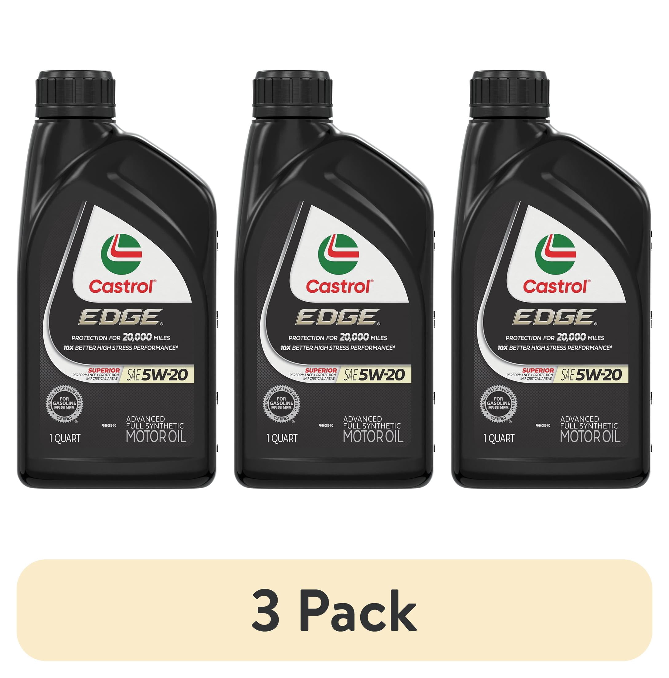 (3 pack) Castrol Edge 5W-20 Advanced Full Synthetic Motor Oil, 1 Quart