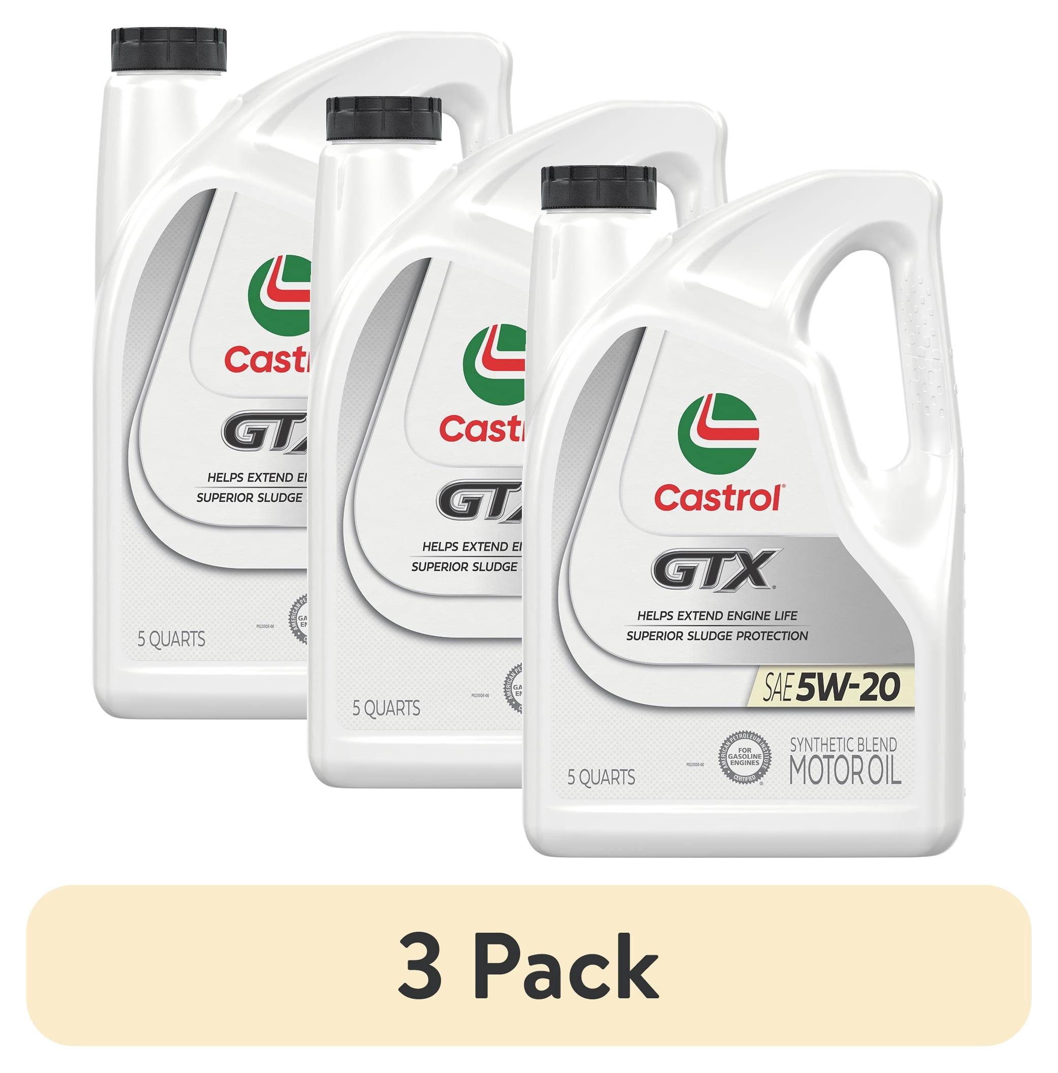 (3 pack) Castrol GTX 5W-20 Synthetic Blend Motor Oil, 5 Quarts