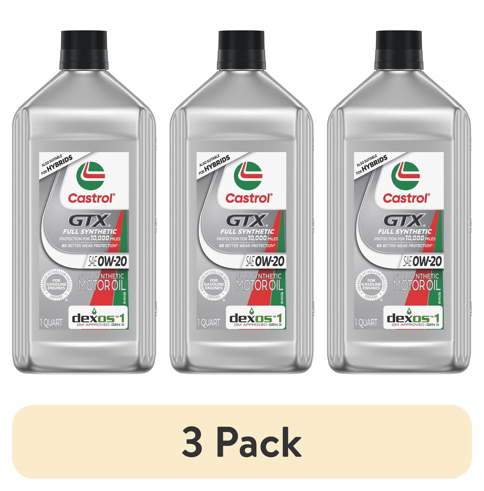 (3 pack) Castrol GTX Full Synthetic 0W-20 Motor Oil, 1 Quart