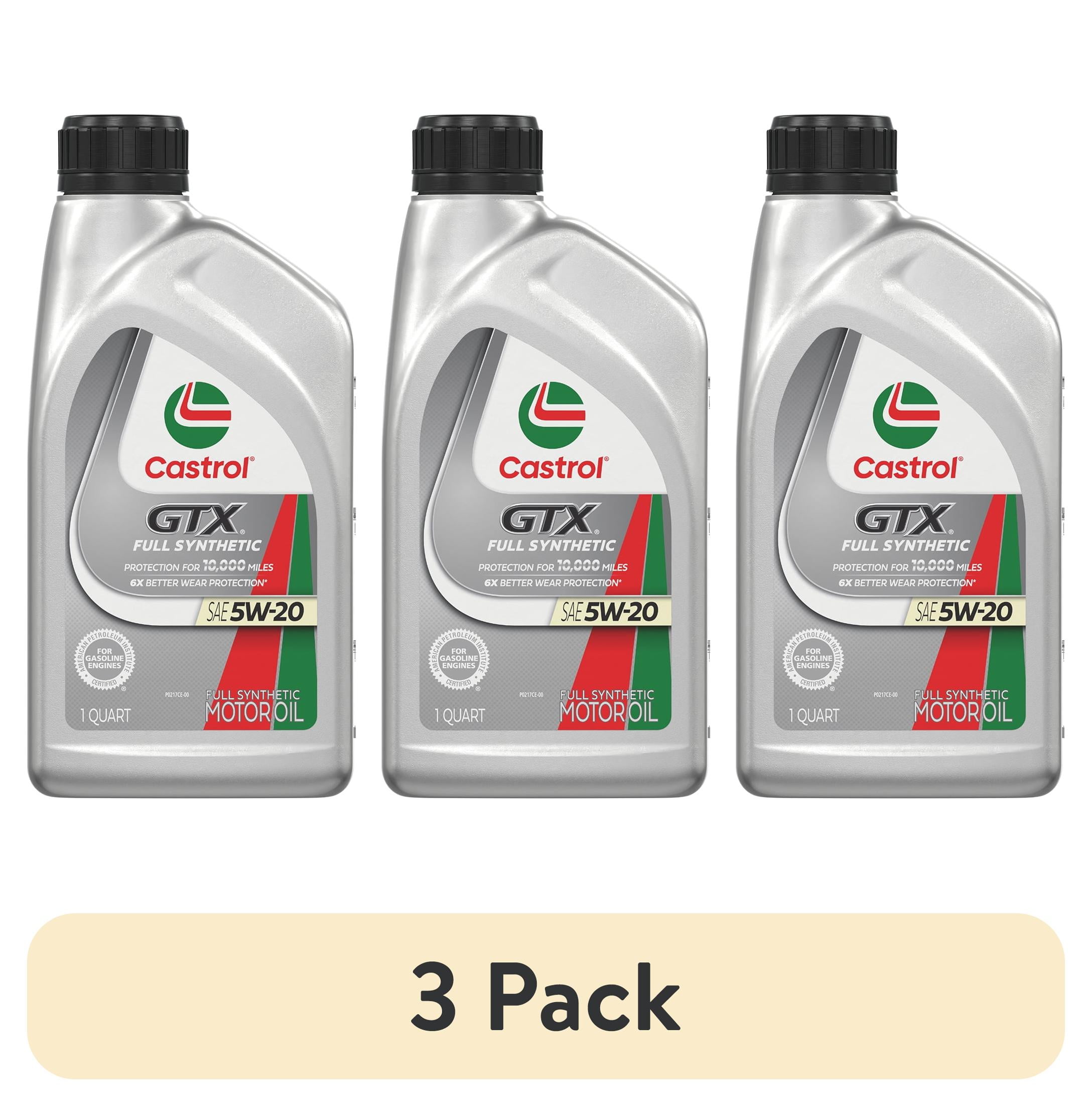 (3 pack) Castrol GTX Full Synthetic 5W-20 Motor Oil, 1 Quart