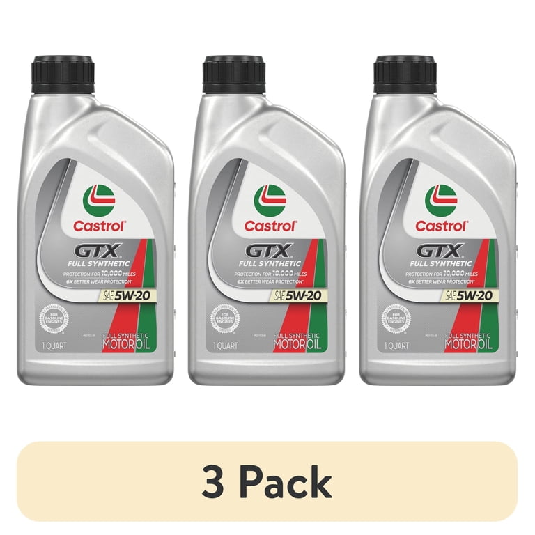 3 pack) Castrol GTX Full Synthetic 5W-20 Motor Oil, 1 Quart