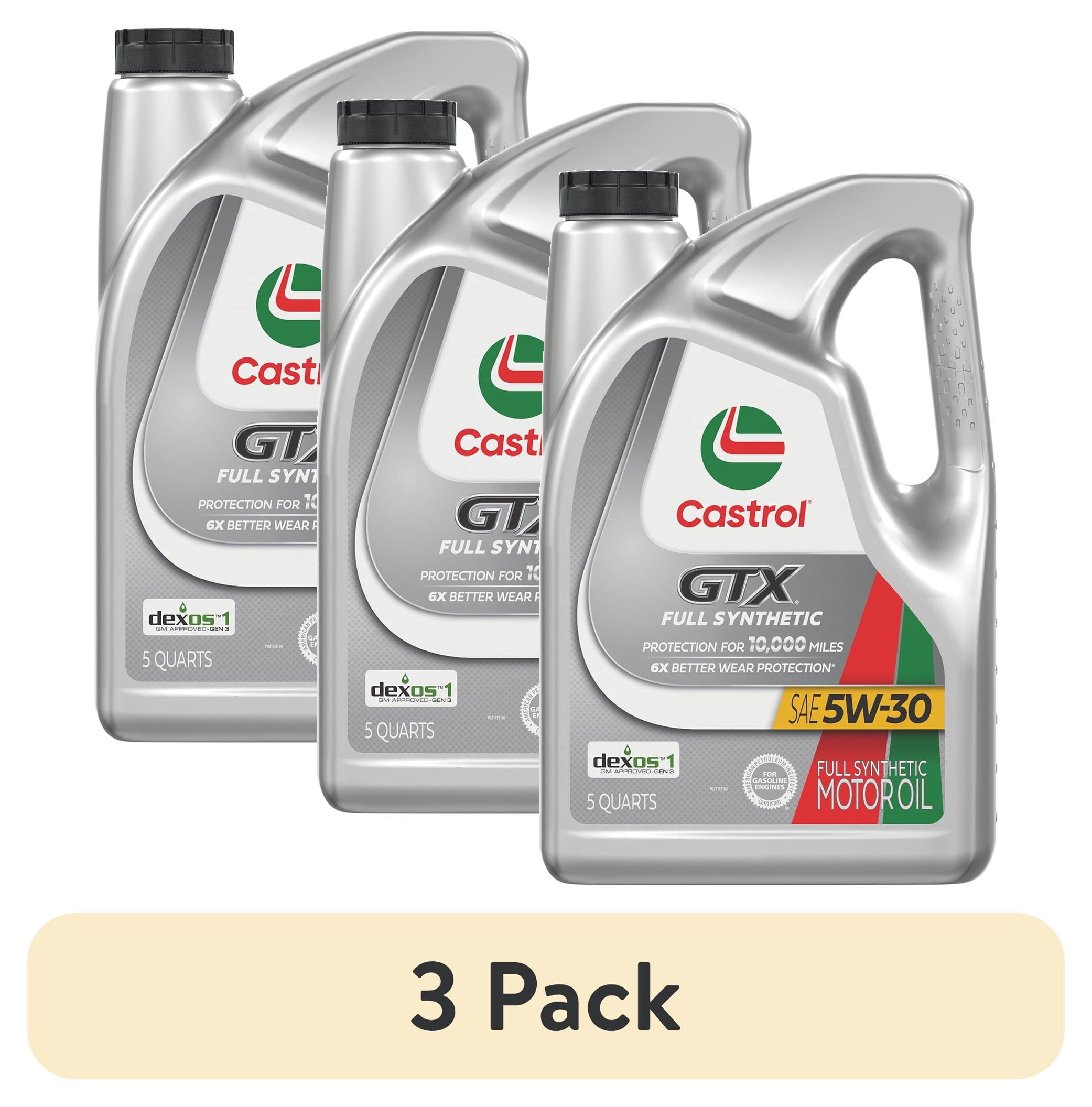 (3 pack) Castrol GTX Full Synthetic 5W-30 Motor Oil, 5 Quarts (RFID)