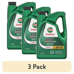 (3 pack) Castrol GTX High Mileage 5W-30 Synthetic Blend Motor Oil, 5 Quarts