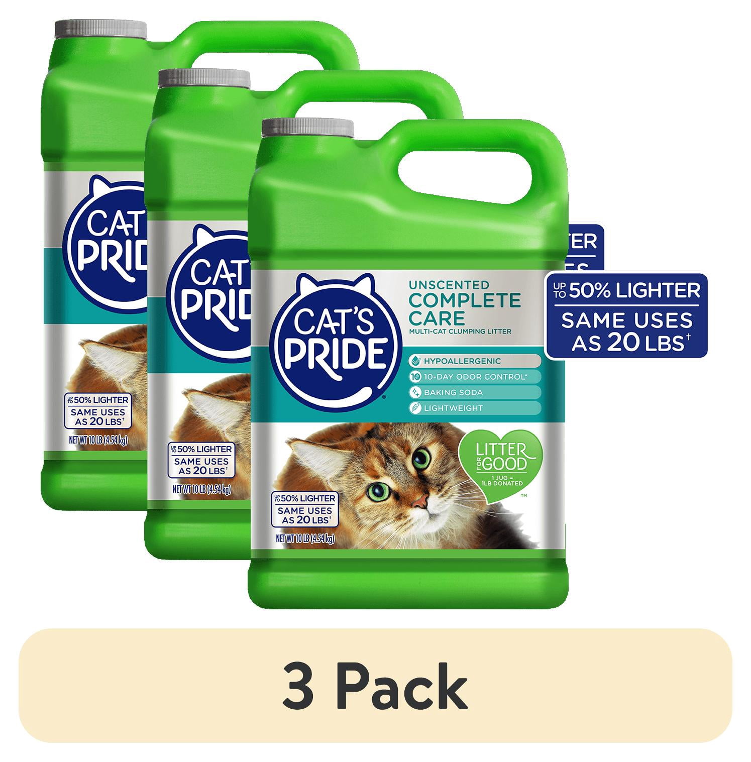 (3 pack) Cat's Pride Complete Care Unscented Hypoallergenic Multi-Cat Clumping Litter, 10 lb Jug