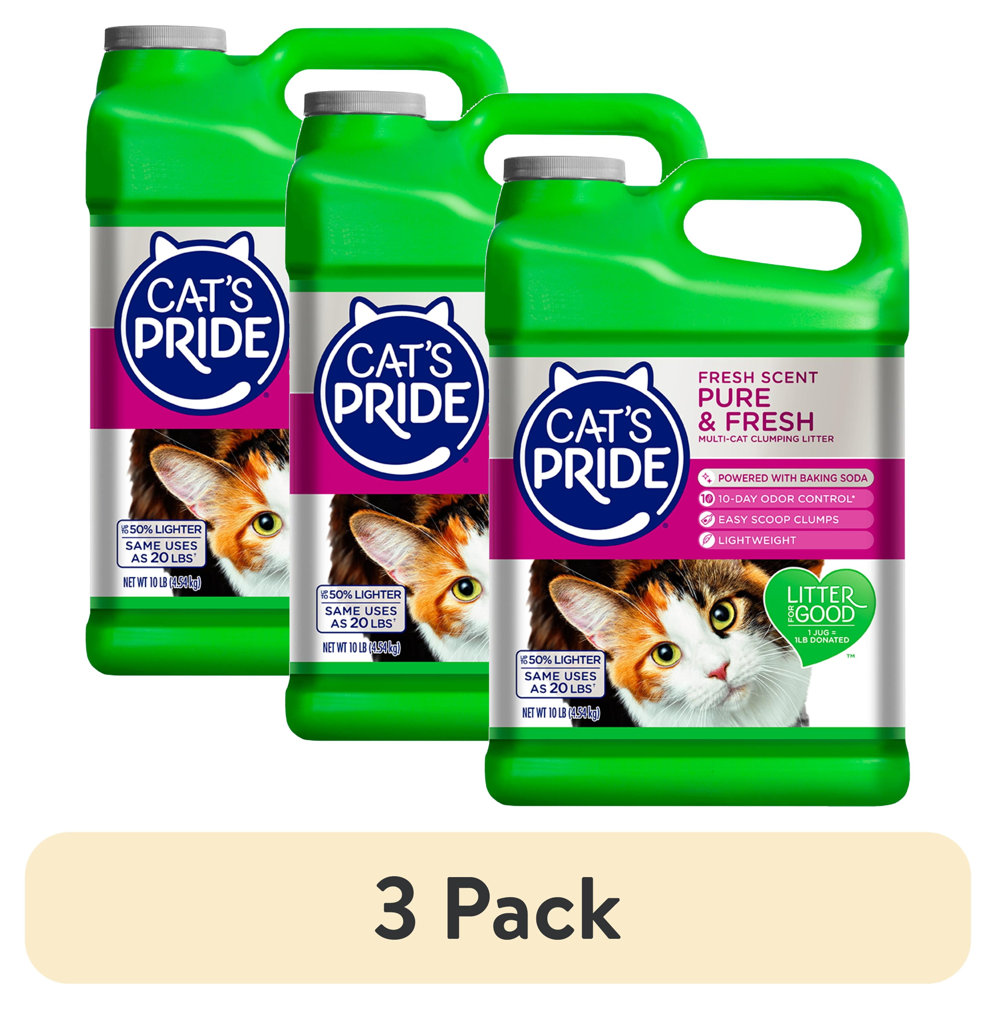 (3 pack) Cat's Pride Pure & Fresh Scented Multi-Cat Clumping Cat Litter, 10 lb Jug