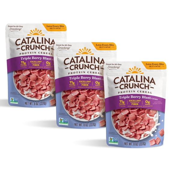 (3 pack) Catalina Crunch Protein Cereal Triple Berry Blast, 8 oz