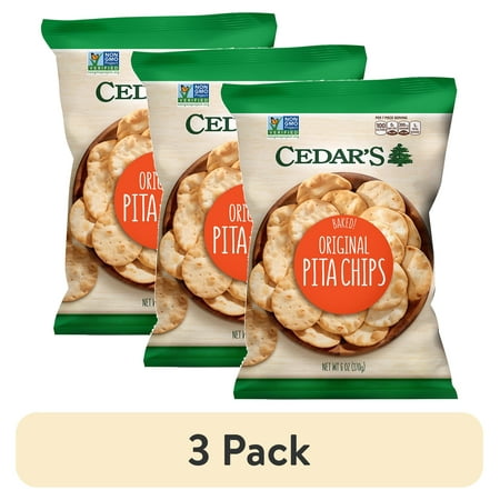(3 pack) Cedar's Original Pita Chips, 6 oz Film Bag