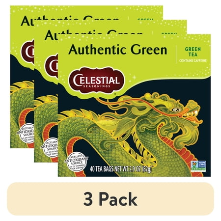 (3 pack) Celestial Seasonings Authentic Green Tea Bags (40 Count)