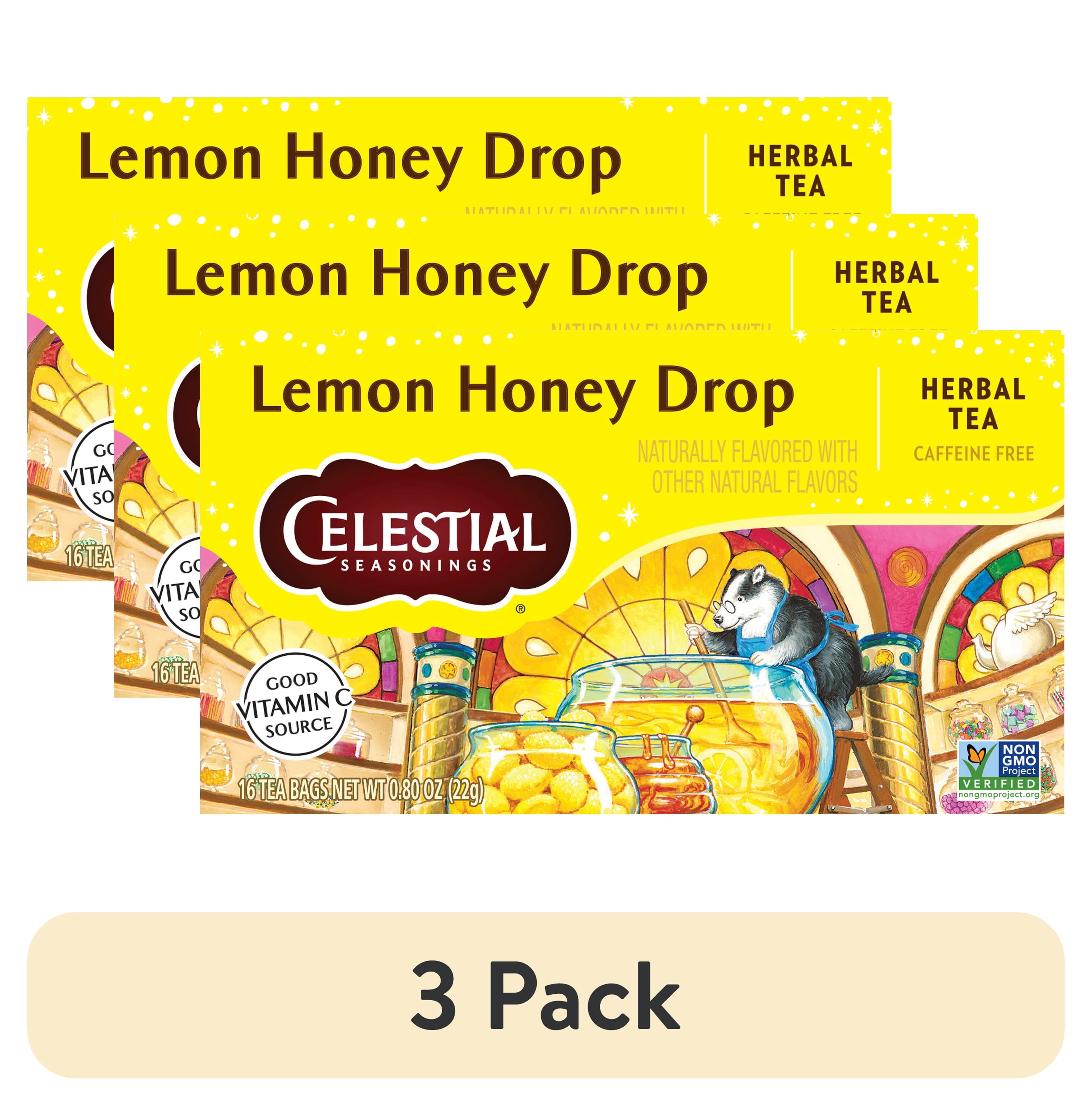 (3 pack) Celestial Seasonings Caffeine-Free Lemon Honey Drop Herbal Tea Bags (16 Count)