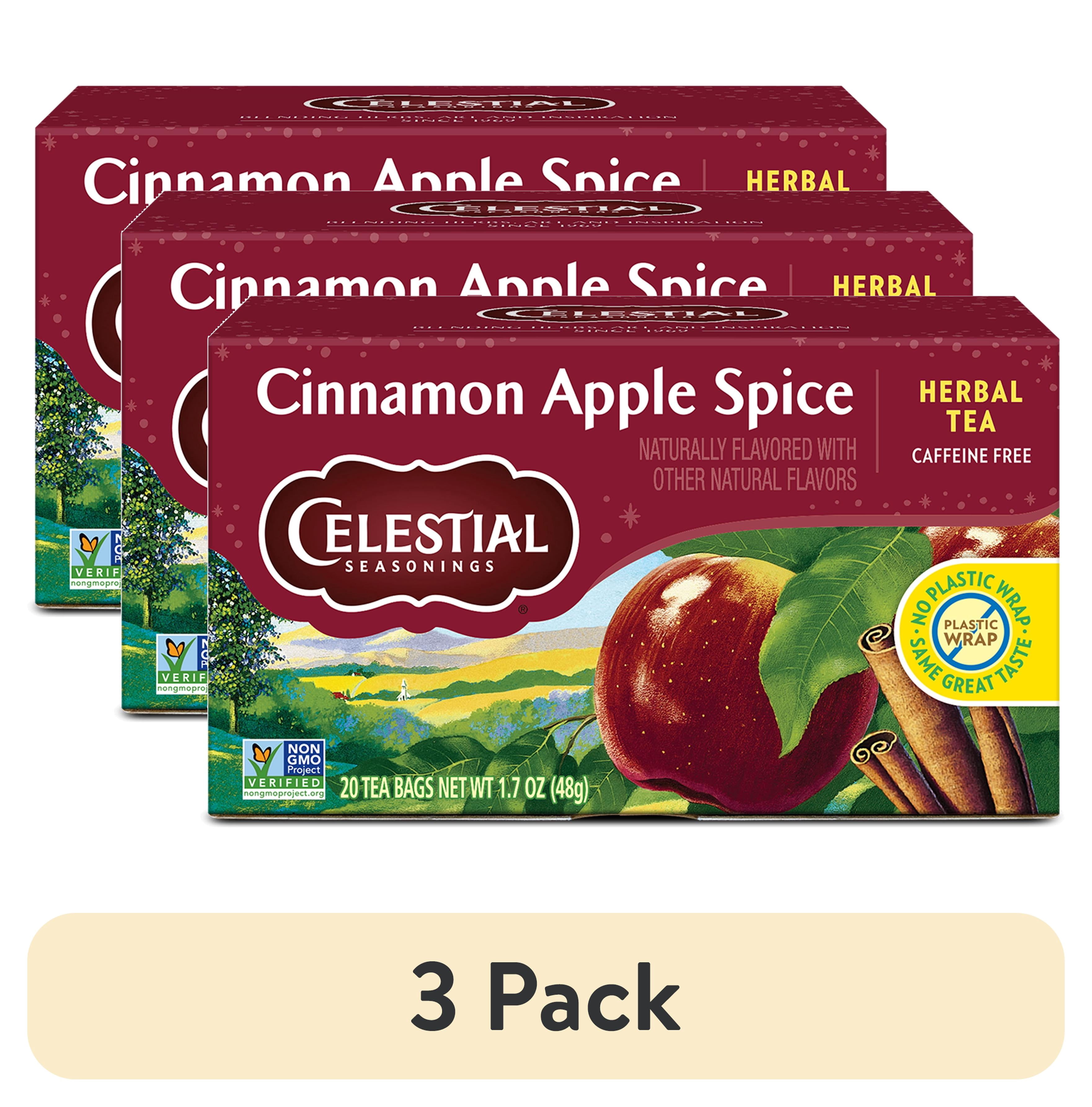 (3 pack) Celestial Seasonings Cinnamon Apple Spice Caffeine-Free Herbal Tea Bags (20 Count)