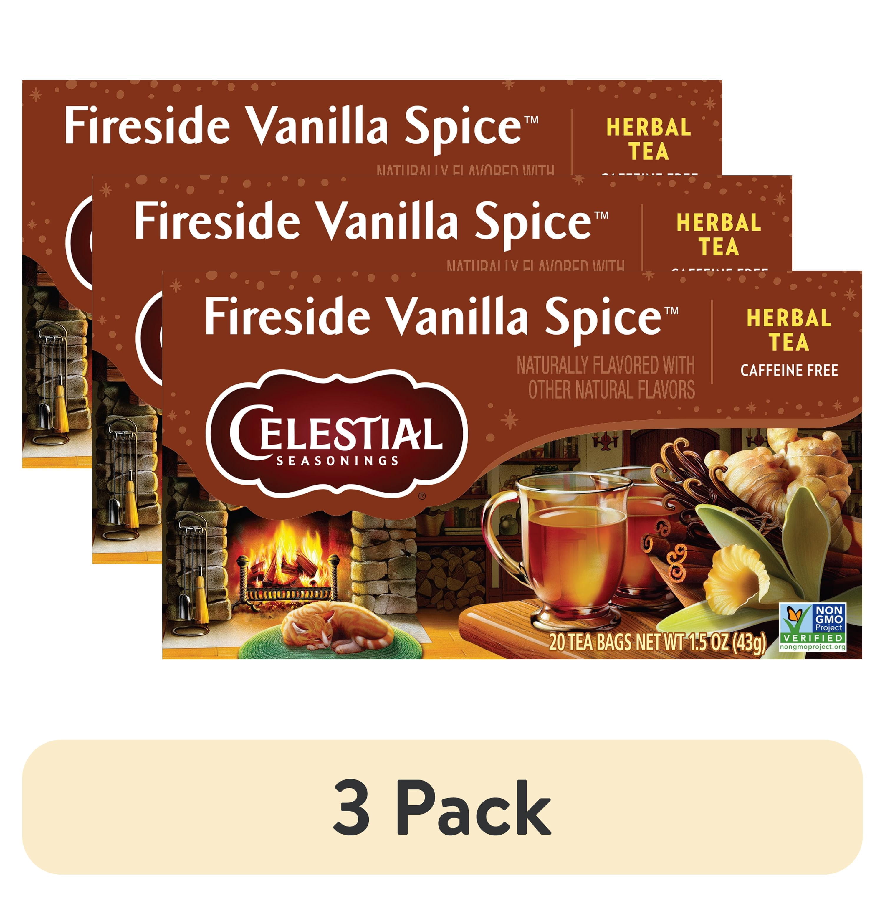 (3 pack) Celestial Seasonings Fireside Vanilla Spice Caffeine-Free Herbal Tea Bags (20 Count)