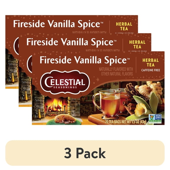 (3 pack) Celestial Seasonings Fireside Vanilla Spice Caffeine-Free Herbal Tea Bags (20 Count)
