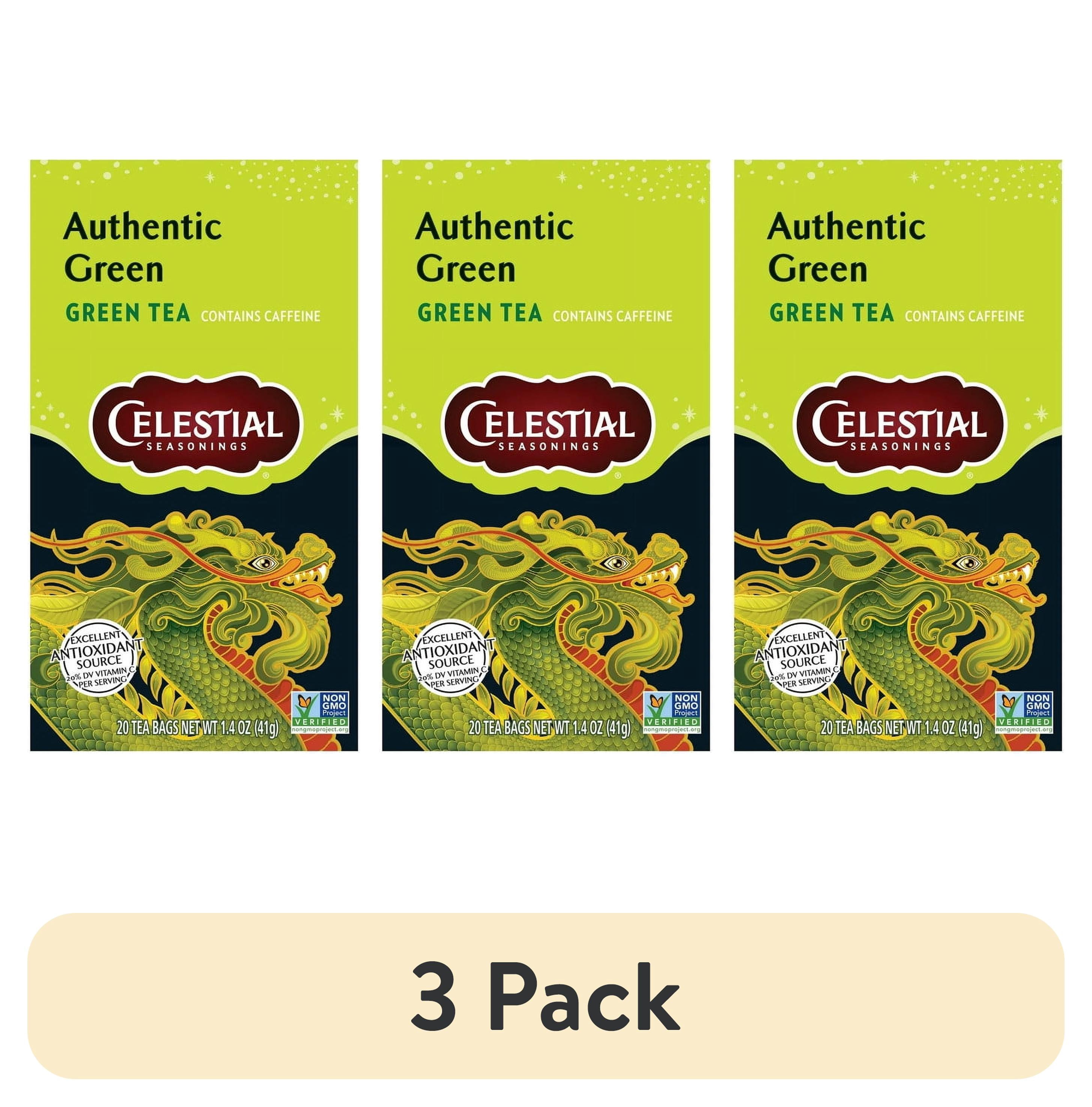 (3 pack) Celestial Seasonings Green Tea Authentic Contains Caffeine - 20 Tea Bags