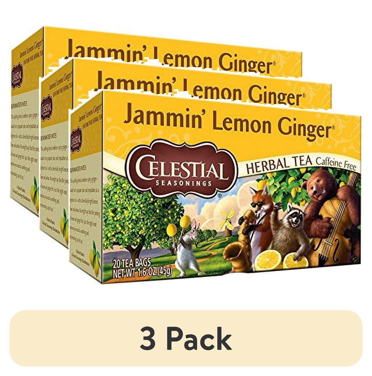 (3 pack) Celestial Seasonings Herbal Tea Caffeine Free Jammin' Lemon Ginger - 20 Tea Bags