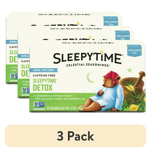 (3 pack) Celestial Seasonings Sleepytime Detox Wellness Herbal Tea Bags (20 Count)