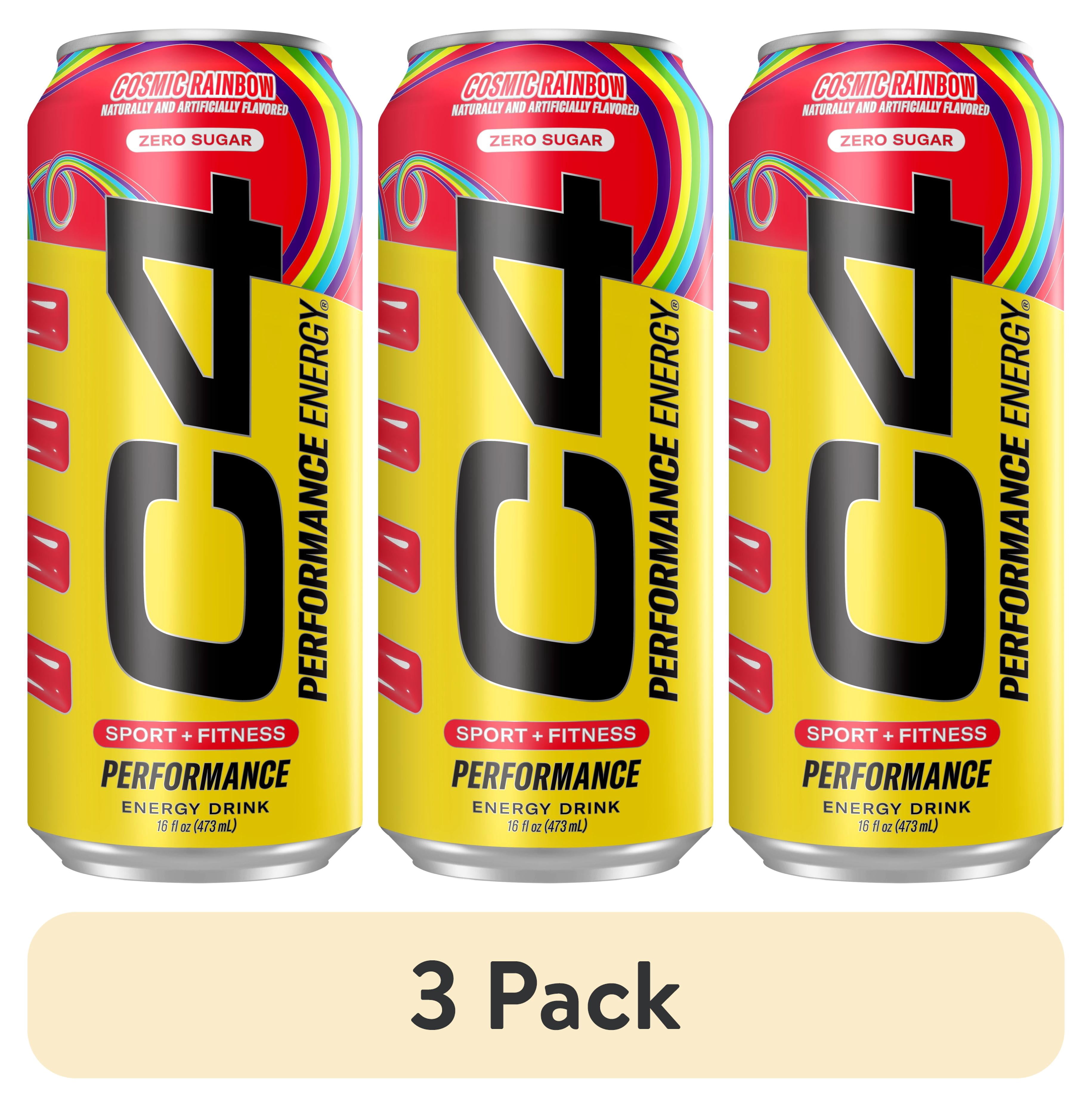 (3 pack) C4 Performance Energy Drink, Cosmic Rainbow, 16oz, Single Can