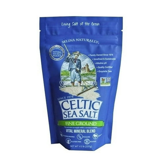 (3 pack) Celtic Sea Salt Fine Ground Salt Bag, 8 Oz