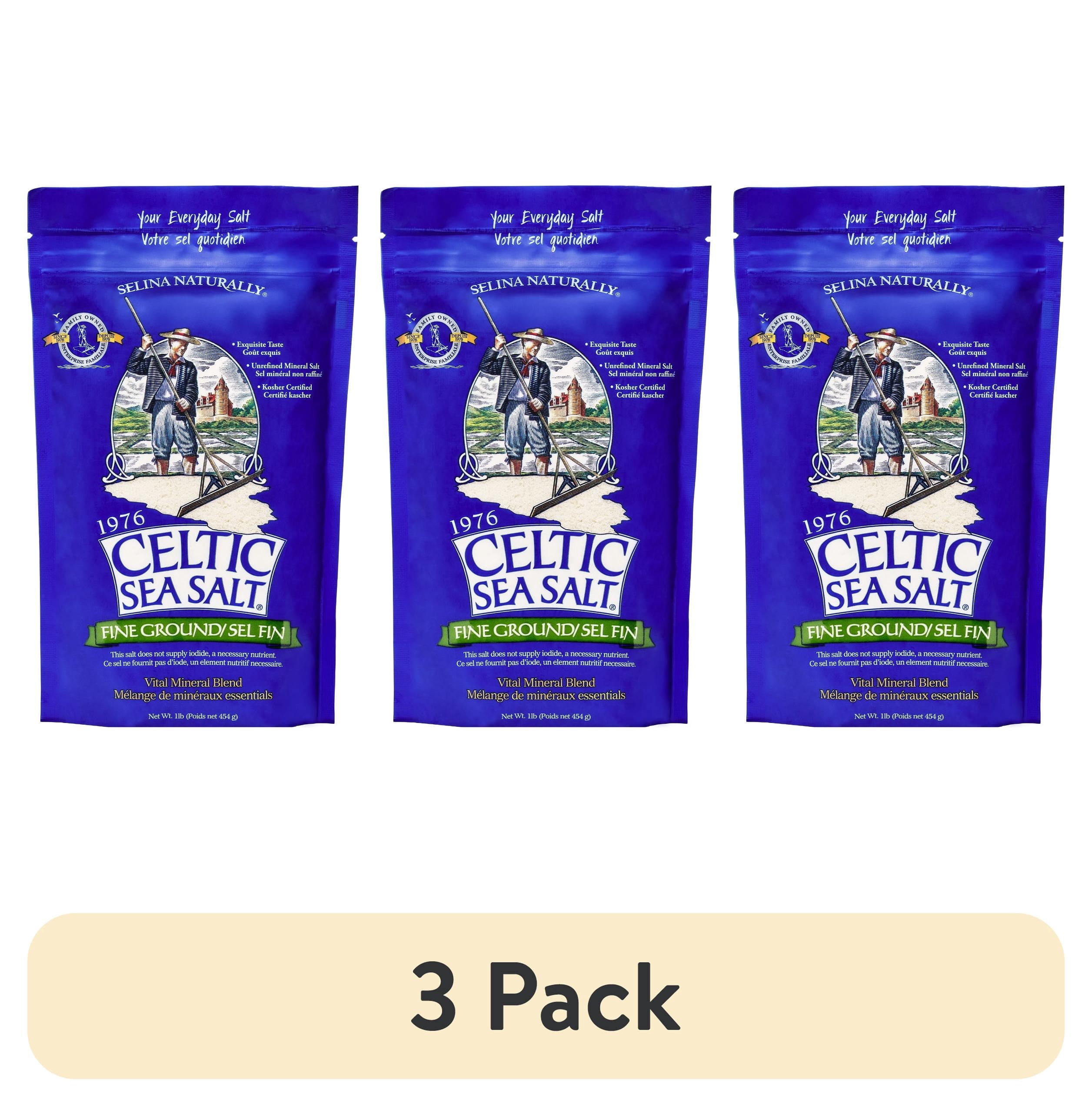 Premium Celtic Sea Salt, Fine Ground, Kosher Certified, 16 Oz Bag