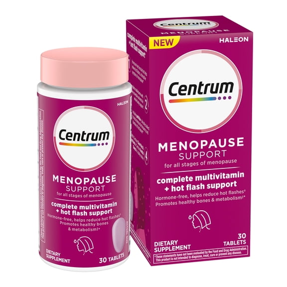 (3 pack) Centrum Menopause Support Complete Womens Multivitamin Supplement With Vitamin for Hot Flash Support, Tablets, 30 Count