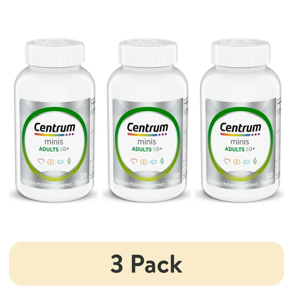 (3 pack) Centrum Minis Silver Multivitamin for Adults 50 Plus, Supports Memory and Cognition, 320 Count