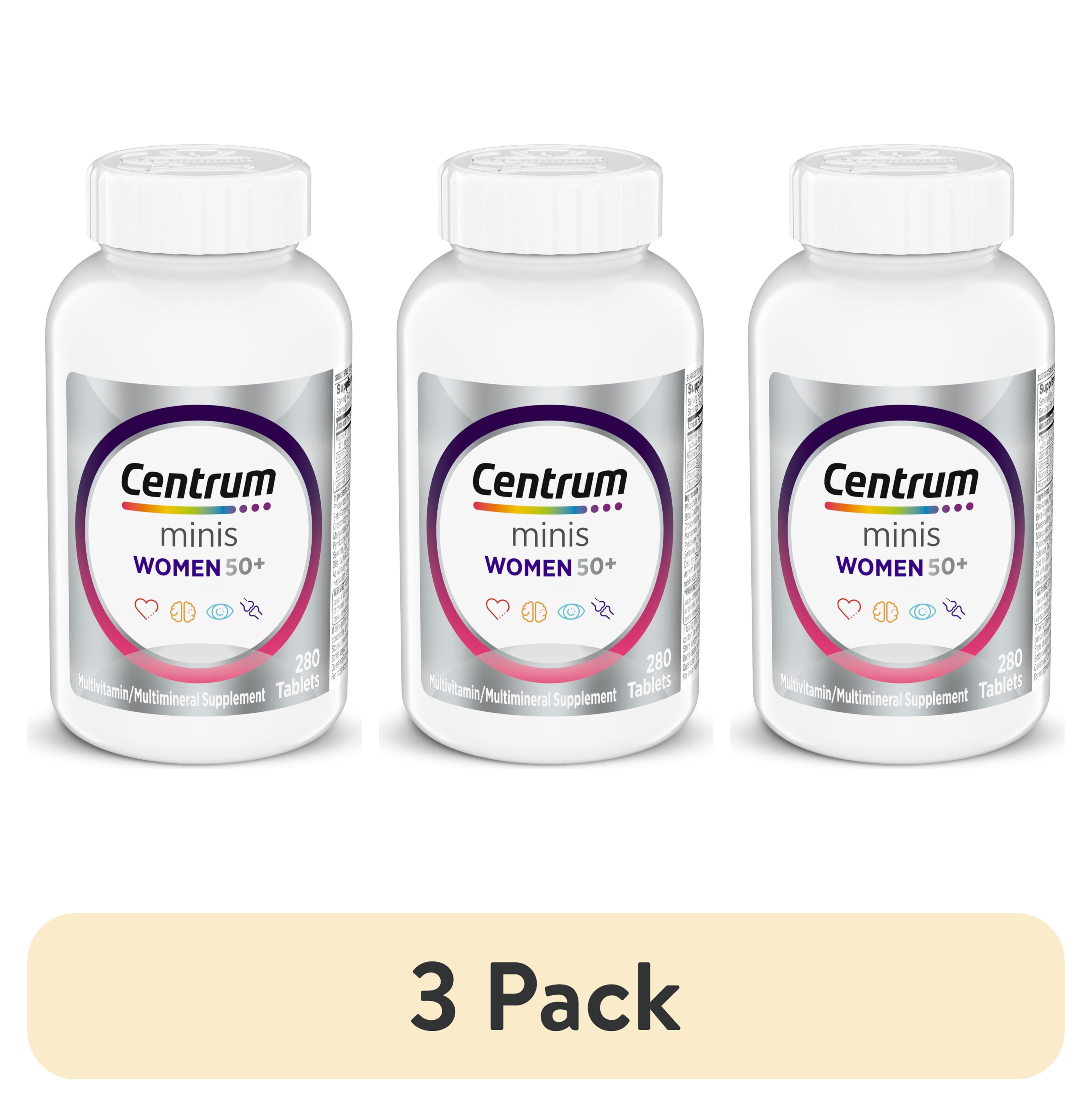 (3 pack) Centrum Minis Silver Womens 50 Plus Vitamins, Multivitamin Supplement, Supports Memory and Cognition, 280 Count