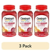 3 عبوات من فيتامينات Centrum Multigummies الصمغية للبالغين، فيتامينات متعددة مع فيتامين B وC وE، فواكه متنوعة، 110 عدد