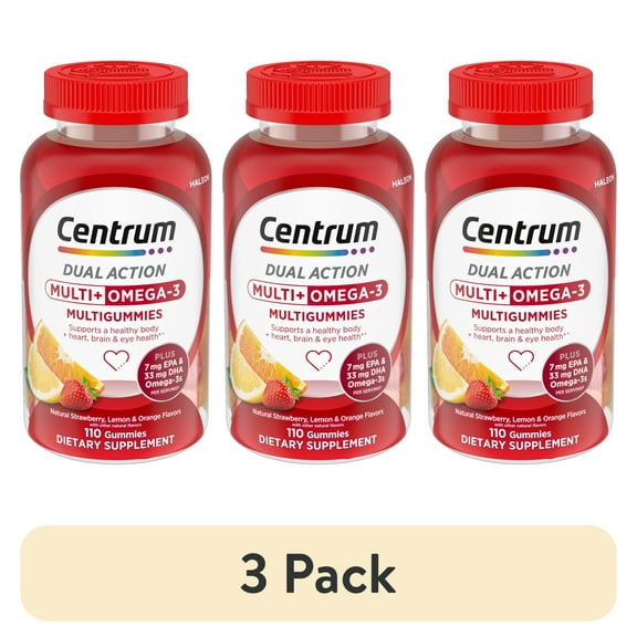 (3 pack) Centrum Multigummies Adult Gummy Vitamins, Multivitamin With Vitamin B, C & E, Assorted Fruit, 110 Count