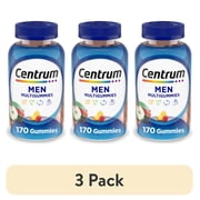 3 pack Centrum Multigummies Mens Gummy Vitamins, Multivitamin with Vitamin B, C, D & E, Assorted Fruit, 170 Count