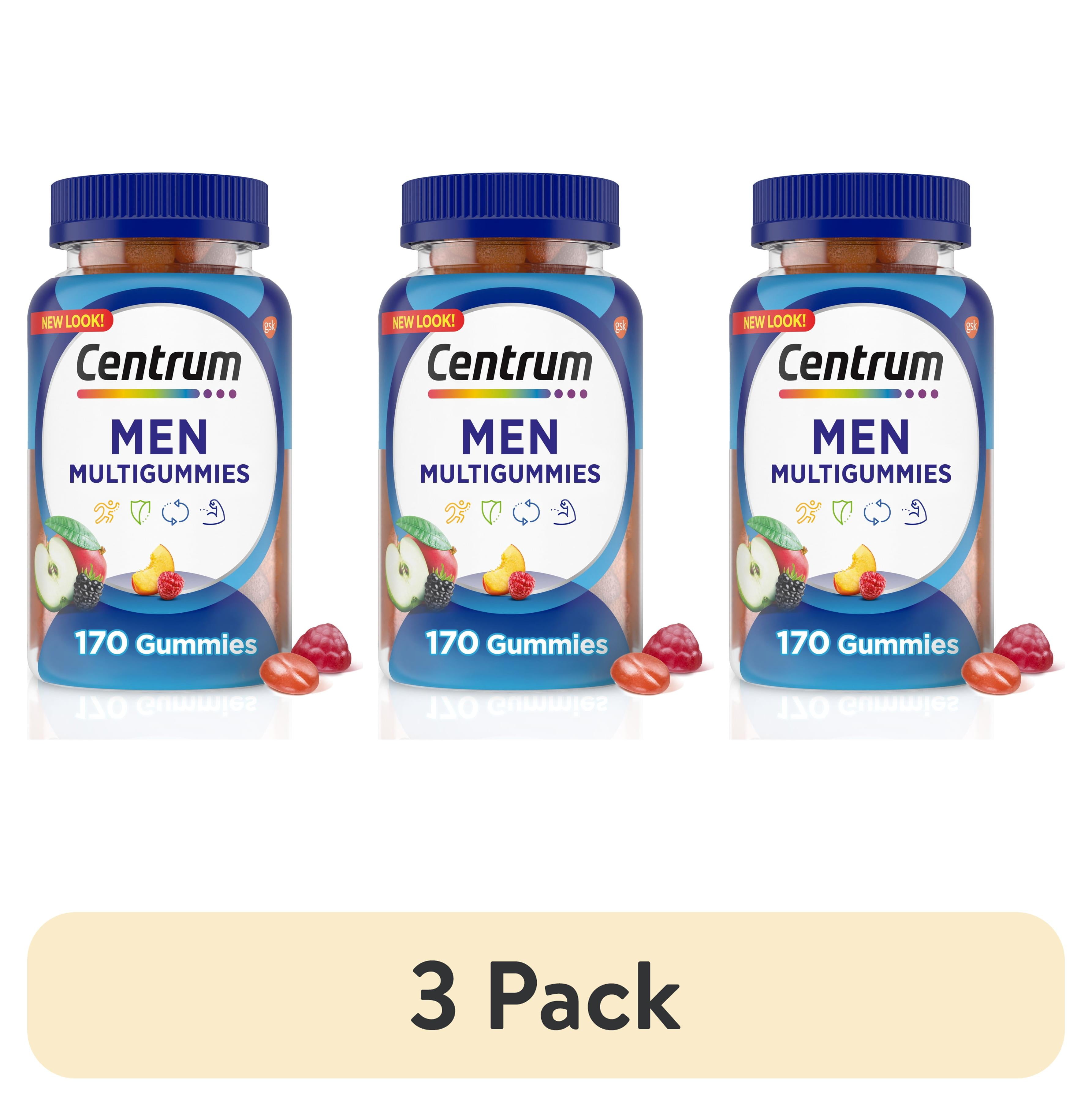 (3 pack) Centrum Multigummies Men's Gummy Vitamins, Multivitamin With Vitamin B, C, D & E, Assorted Fruit, 170 Count