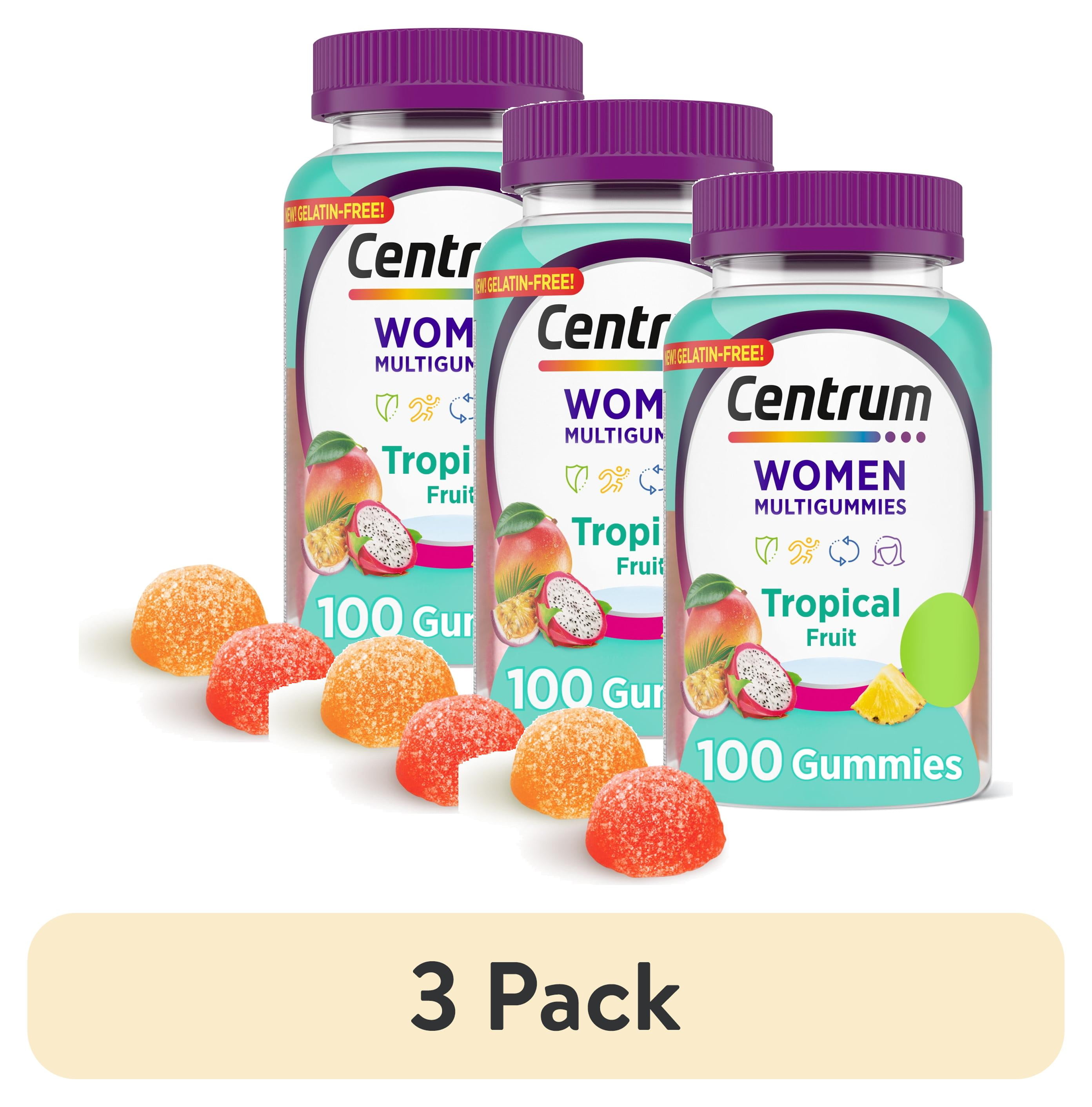 3 pack) Centrum Womens Multivitamin Gummies, Immune, Energy, Healthy Appearance Support, 100 Count, 50 Day Supply