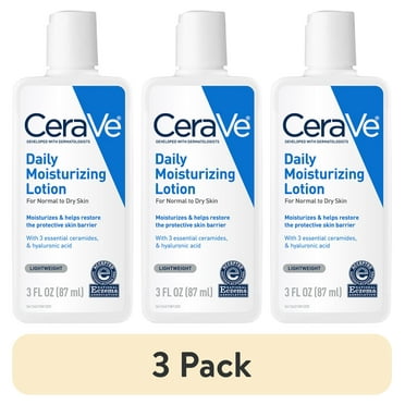 (3 pack) CeraVe Daily Moisturizing Lotion for Normal to Dry Skin, 3 fl oz