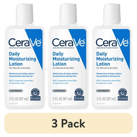 (3 pack) CeraVe Daily Moisturizing Lotion for Normal to Dry Skin, 3 fl oz