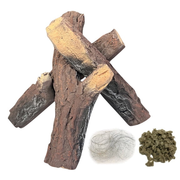 3 pack-Ceramic Gas Logs for Indoor Outdoor Fireplaces and Fire Pits
