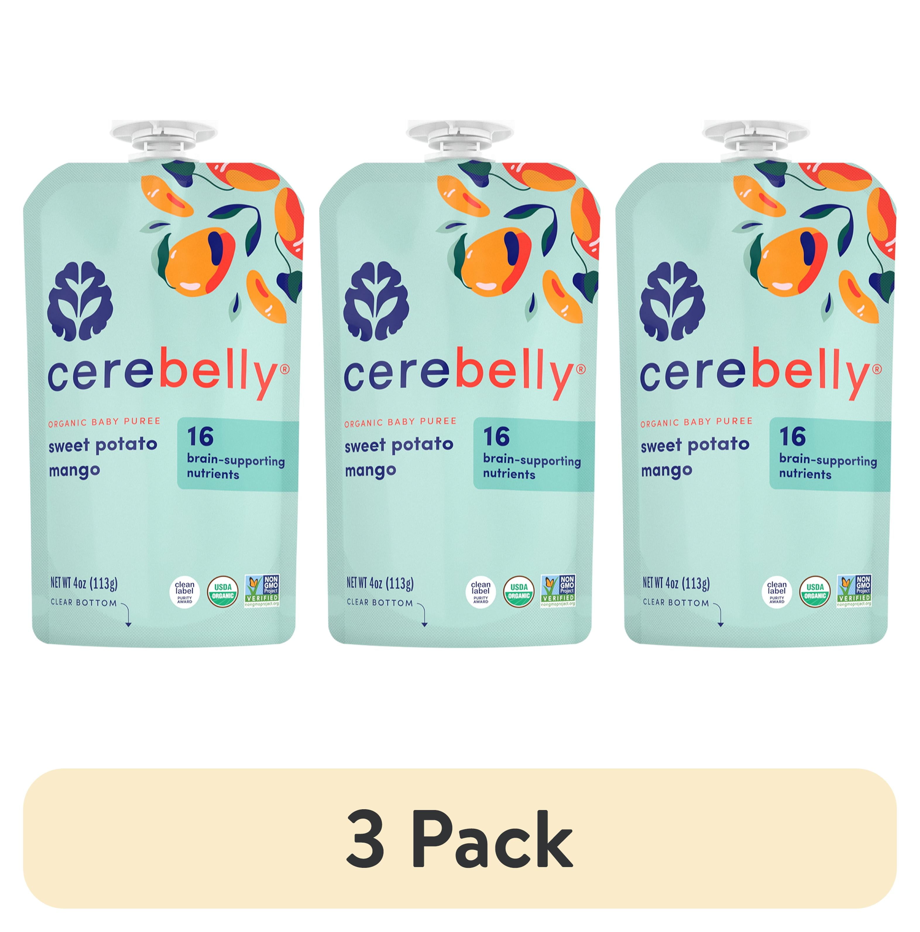 (3 pack) Cerebelly Stage 2 Sweet Potato Mango Organic Baby Food Puree, 4 oz