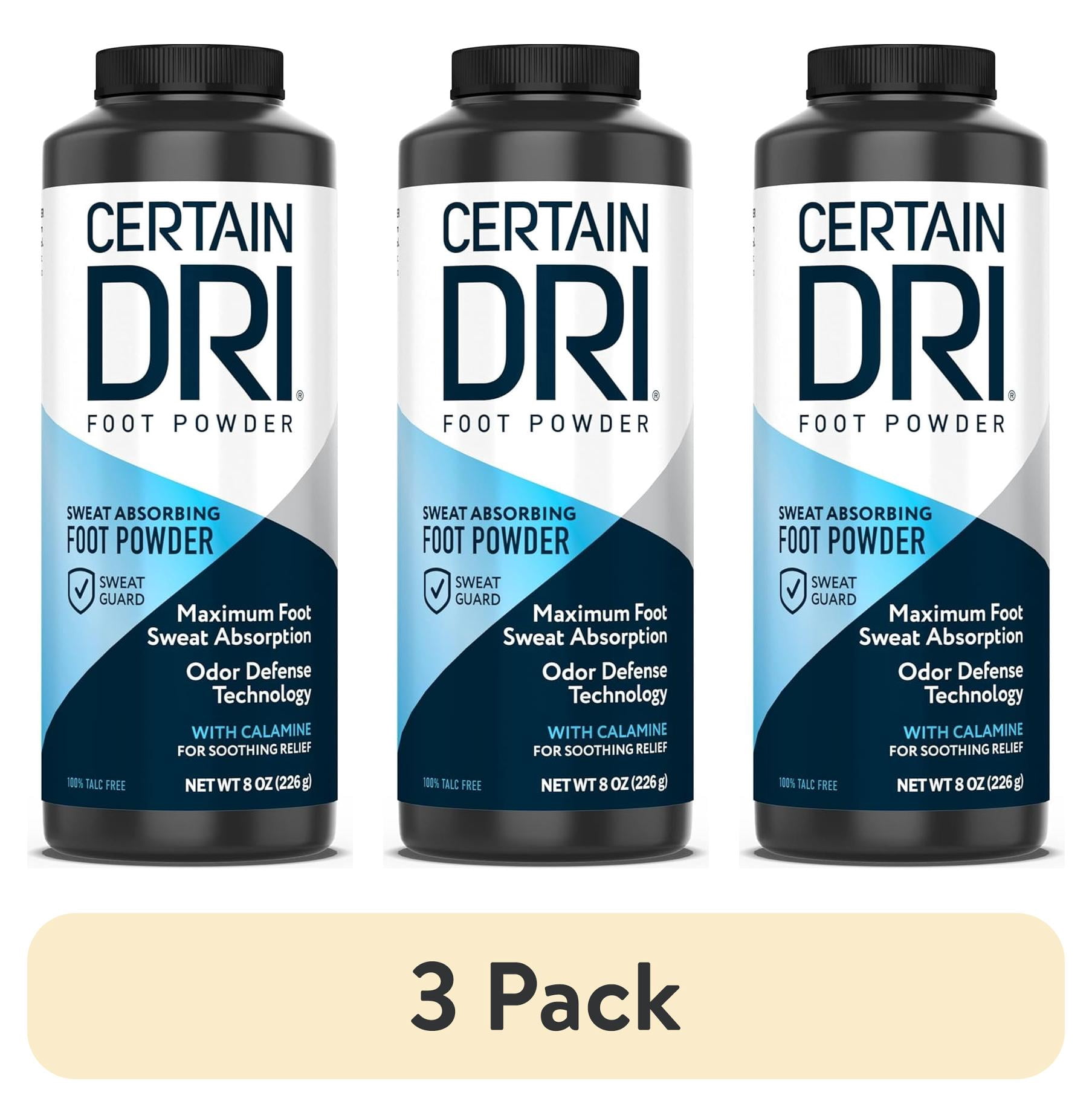 (3 pack) Certain Dri Foot Powder for Men & Women, Sweat & Odor Control, 8oz