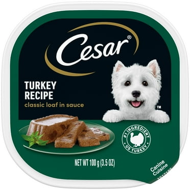 (3 pack) Cesar Adult Classic Turkey with Loaf in Sauce Wet Dog Food, 3.5 oz, Tray