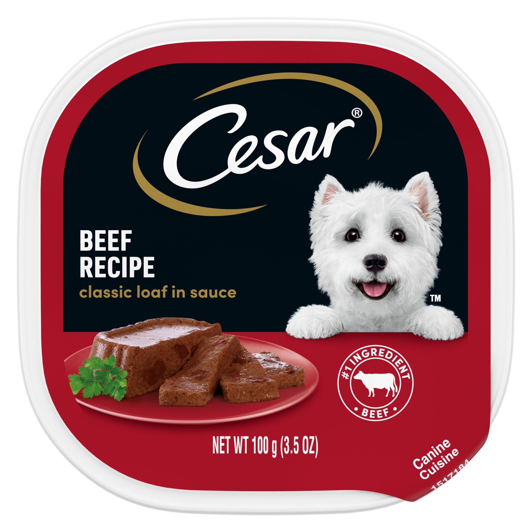 (3 pack) Cesar Classic Loaf In Sauce Beef Recipe Adult Wet Dog Food, 3.5 Oz Easy Peel Tray
