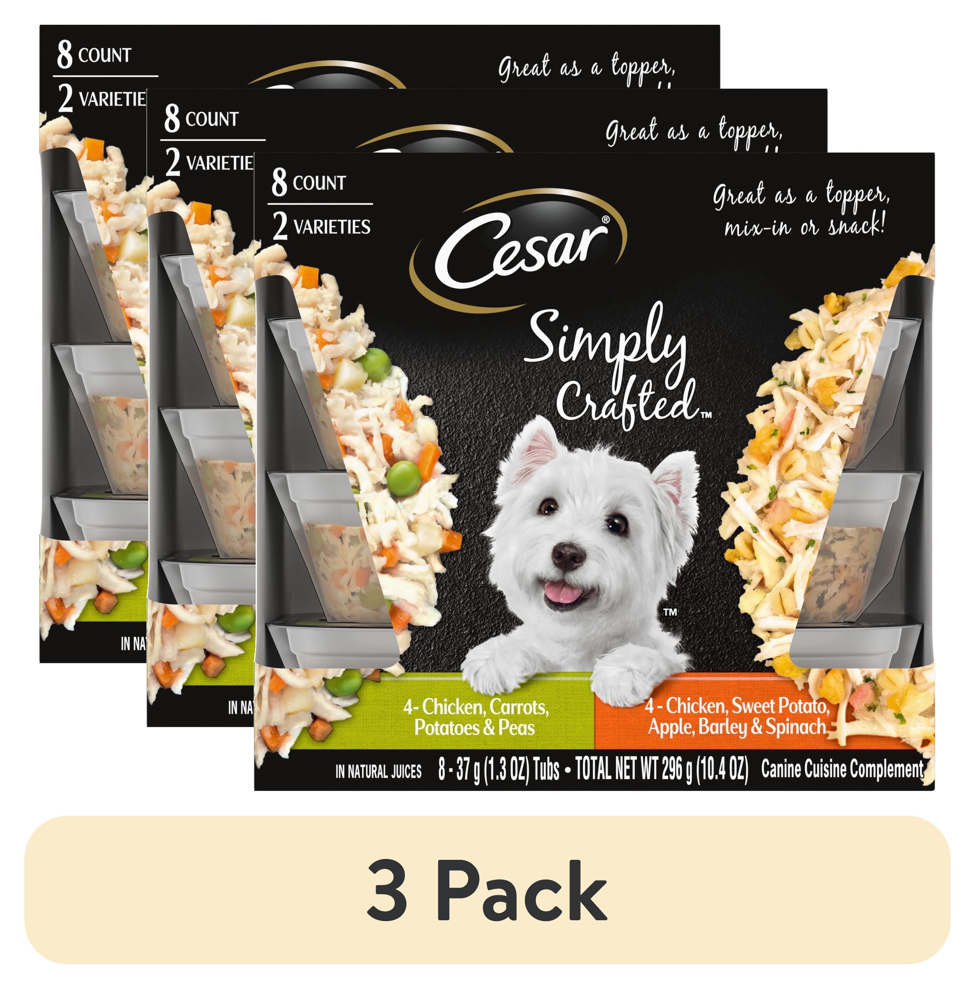 (3 pack) Cesar Simply Crafted Wet Dog Food Variety Pack, 1.3 Oz Tubs (8 Pack)