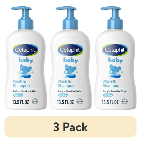 (3 pack) Cetaphil Baby Moisturizing Shampoo and Body Wash with Aloe Vera  and Natural Calendula, 13.5 fl oz
