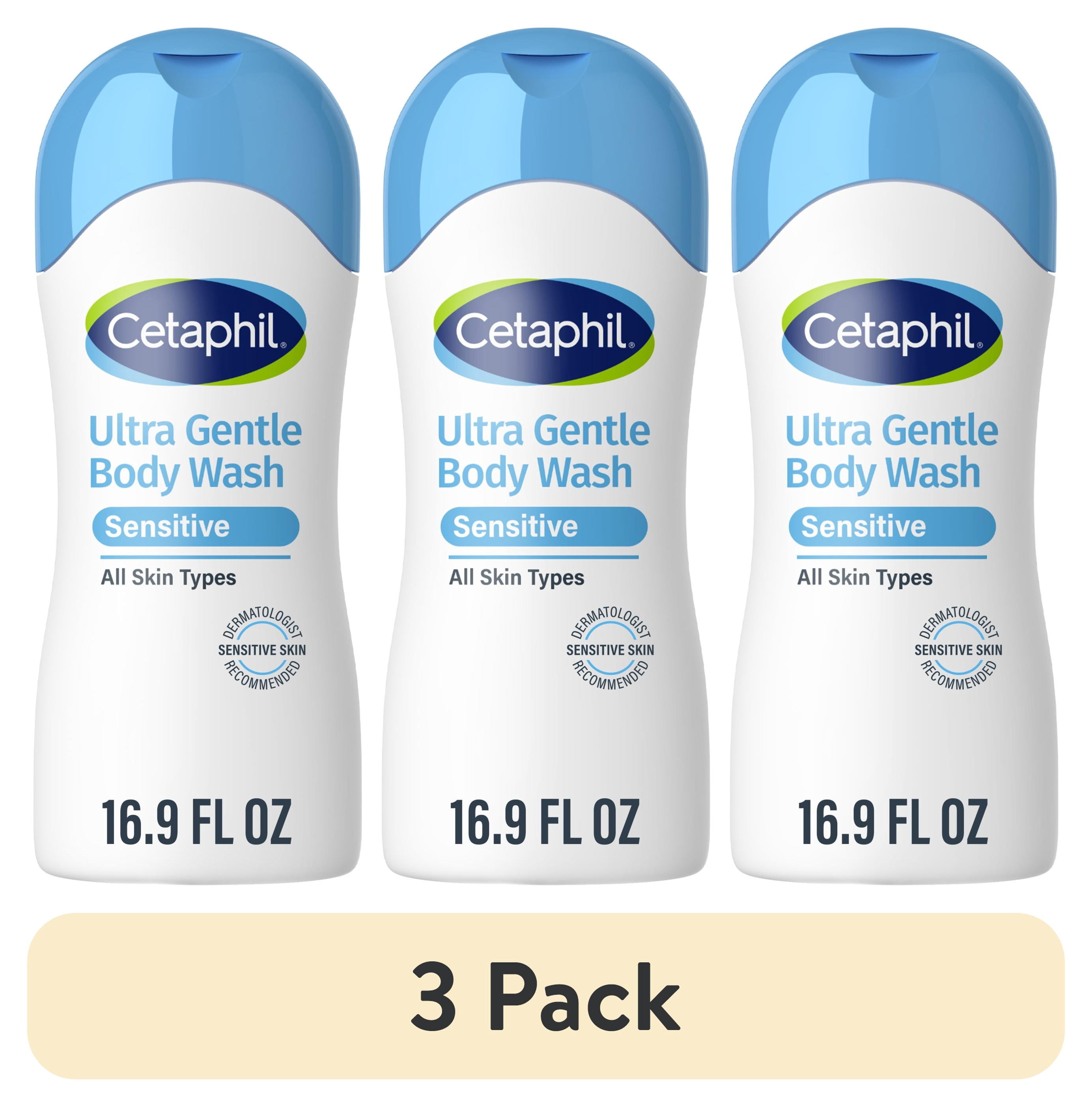 (3 pack) Cetaphil Ultra Gentle Body Wash, For Dry to Normal, Sensitive Skin, Fragrance Free, 16.9 fl oz