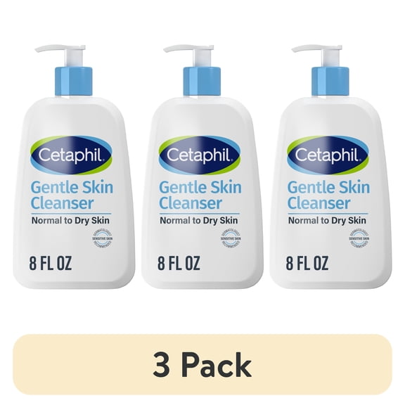 (3 pack) Cetaphil Face Wash Hydrating Gentle Skin Cleanser for Dry to Normal Sensitive Skin, 8 fl oz